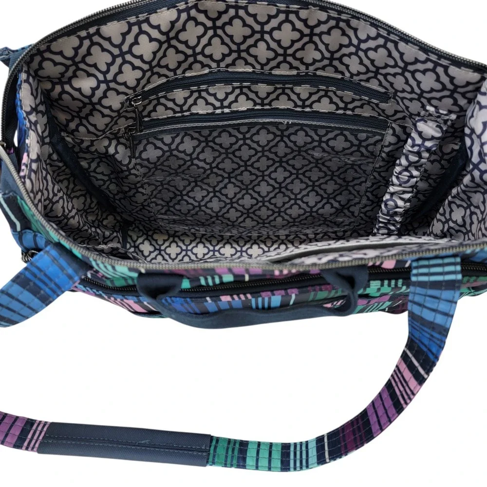 LUG Soprano Tote Bag Brushed Marina Love Stripe Multi RFID Organizer Top Handles - Picture 10 of 16